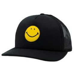 Smiley Face Trucker Hat - Black