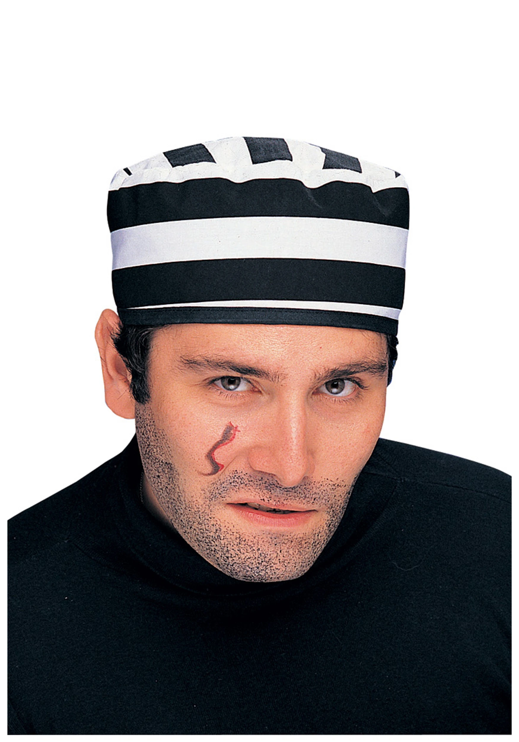 Black And White Striped Prisoner Costume Hat