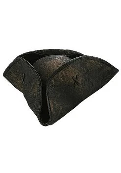 Black Tricorne Pirate Hat Costume Accessory