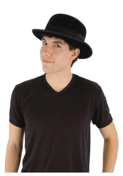 Black Velour Bowler Hat For Men