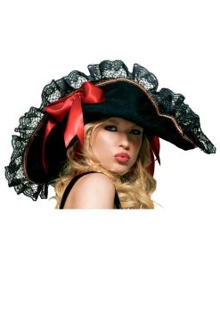 Women's Black Lace Pirate Hat